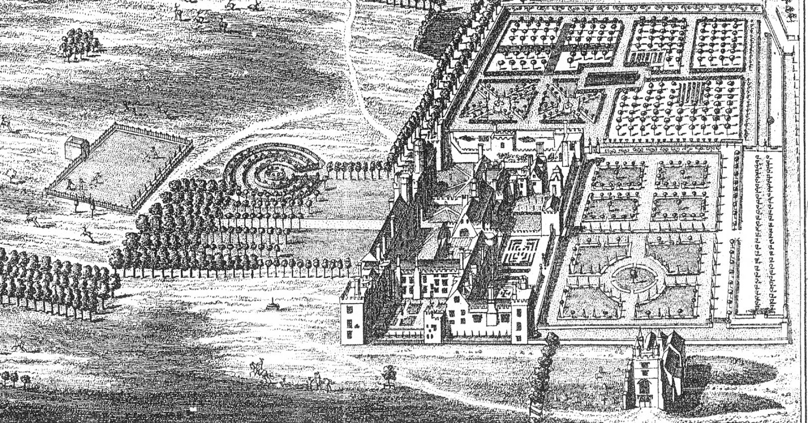 An historical image of the gardens at Penshurst Place